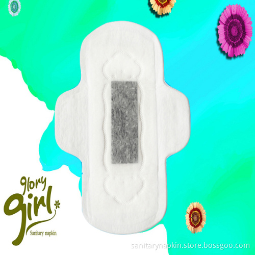 Thin bamboo core female hygiene pads with wings